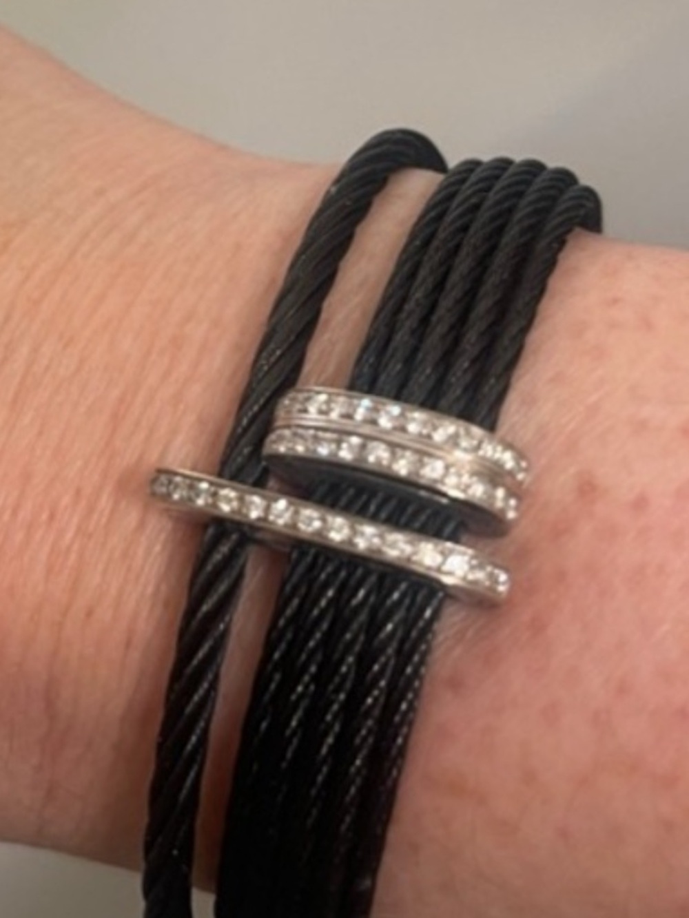 Alor Black Cable Bracelet with Diamond Accents